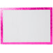 A white board with a pink border.
