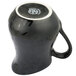 An American Metalcraft black porcelain bell creamer with a white rim.