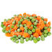 A pile of frozen peas and carrots.