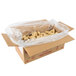 A box of David's Cookies preformed peanut butter cookie dough with plastic wrapped on top.