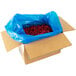 A blue bag full of IQF red raspberries.
