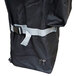 A black bag with a grey strap.