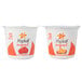 A case of 48 Yoplait 4 oz. white plastic cups of red raspberry and harvest peach yogurt with red and white labels.