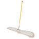 A Lavex mop with a yellow handle and a white base.