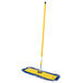 A Lavex yellow microfiber mop with a blue handle.