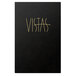 A black Menu Solutions leather-like booklet with gold text.