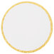 A white circle with gold trim.