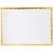 A white rectangular cake board with a gold border.