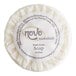 A round white Novo Essentials bath soap bar in white wrapping with black text.