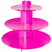 A pink three tiered Enjay cupcake stand with heart shapes.