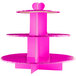 An Enjay pink three tiered cupcake treat stand with a heart on it.