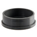 A black circular screw cover with a white background.