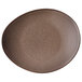A brown Oneida Rustic porcelain oval coupe plate.