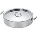 A stainless steel Eastern Tabletop induction brazier pot with a flat lid.
