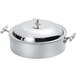 An Eastern Tabletop mirrored stainless steel brazier pot with lid and double handles.