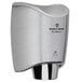 A brushed stainless steel World Dryer hand dryer.