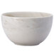A white Oneida porcelain bowl with a marble pattern.