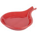 A red CAC Festiware fry pan plate with a handle.