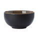 A white porcelain bowl with a black chestnut design.