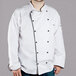 Chef Revival Brigade J044 Unisex Customizable Executive Long Sleeve Chef Coat with Black Piping Main Thumbnail 1