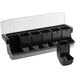 A black Tablecraft plastic condiment bar with six compartments.