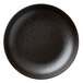 A black round Oneida Lava porcelain bowl with specks.