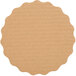 A brown laminated corrugated cake circle with a scalloped edge.