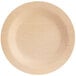 A close up of a Bamboo by EcoChoice round bamboo plate.