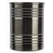An American Metalcraft black stainless steel soup can with three rings.