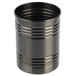 An American Metalcraft black stainless steel cylindrical container with three rings and a handle.