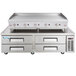 Cooking Performance Group 60GMRBNL 60" Gas Countertop Griddle with Manual Controls and 72", 4 Drawer Refrigerated Chef Base - 150,000 BTU Main Thumbnail 1