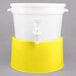 A white plastic beverage dispenser with a yellow base.