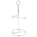 A silver metal Franmara Delux Steel 3 Glass Tiered Wine Flight stand with rings.