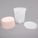 A translucent plastic container with a rose base and a handle.