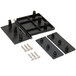 A black rectangular plastic mounting plate with screws and nuts.