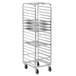 A Channel 401A aluminum sheet pan rack with shelves on wheels.