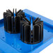 A blue plastic tray with black metal parts for a Prince Castle Saber King Wedger.