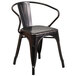 A Flash Furniture black metal chair with arms.