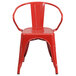 Flash Furniture CH-31270-RED-GG Red Stackable Galvanized Steel Chair with Arms, Vertical Slat Back, and Drain Hole Seat Main Thumbnail 2