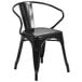 Flash Furniture CH-31270-BK-GG Black Stackable Galvanized Steel Chair with Arms, Vertical Slat Back, and Drain Hole Seat Main Thumbnail 1