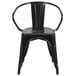 Flash Furniture CH-31270-BK-GG Black Stackable Galvanized Steel Chair with Arms, Vertical Slat Back, and Drain Hole Seat Main Thumbnail 2