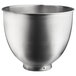 A silver KitchenAid stainless steel mixing bowl.