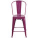 Flash Furniture ET-3534-24-PUR-GG 24" Purple Galvanized Steel Counter Height Stool with Vertical Slat Back and Drain Hole Seat Main Thumbnail 3
