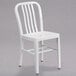 A white Flash Furniture metal chair with a backrest.