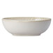 A white Oneida Knit porcelain bowl with a speckled rim.