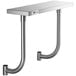 A silver metal shelf with metal pipes and a metal bar, the Regency Stainless Steel Adjustable Work Surface.
