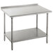 16 Gauge Advance Tabco FAG-245 24" x 60" Stainless Steel Work Table with 1 1/2" Backsplash and Galvanized Undershelf Main Thumbnail 1