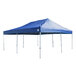 A blue Caravan Canopy tent with poles.