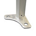 A white rectangular metal bracket with two holes on it.