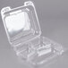 Durable Packaging PXT-833 8" x 8" x 3" Three Compartment Clear Hinged Lid Plastic Container - 125/Pack Main Thumbnail 3